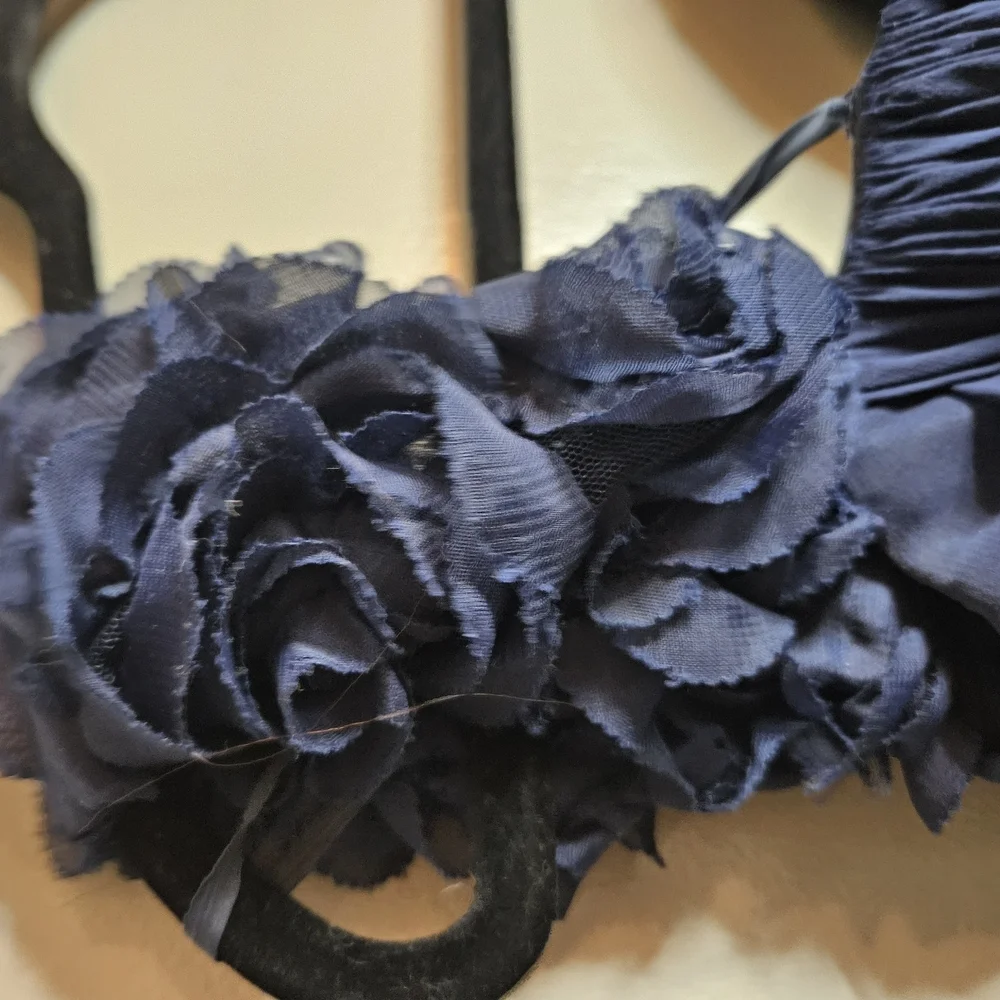 Mignon Blue Ruched Ruffled Cocktail Dress - Picture 6 of 10